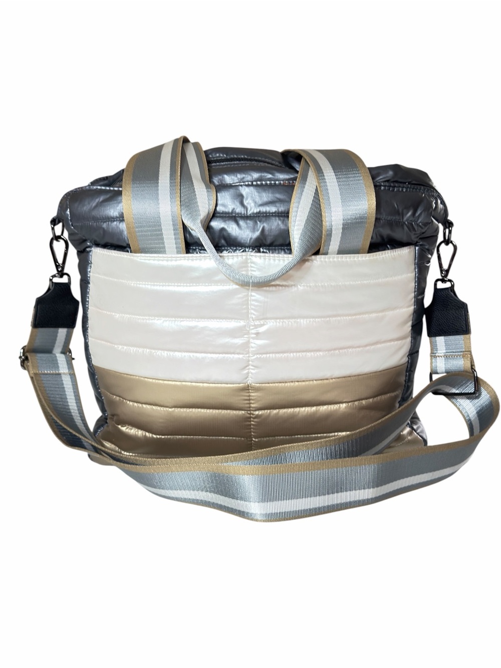Think Royln Colorblock Wingman Puffer Travel Tote Bag Pockets Detachable Strap